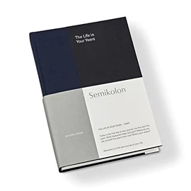 Semikolon 368695 The Life in Your Years, 5-Year Diary A5 Format, Diary with Book Linen Cover, Midnight