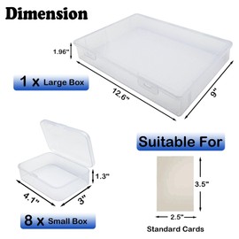 Yconbotr Trading Card Storage Box, 9 Pcs Plastic Box Compatible with Card Holder for Playing Cards, Deck Box for MTG, TCG, Yugioh, Sports Baseball Card Storage Box Hard Case Organizer