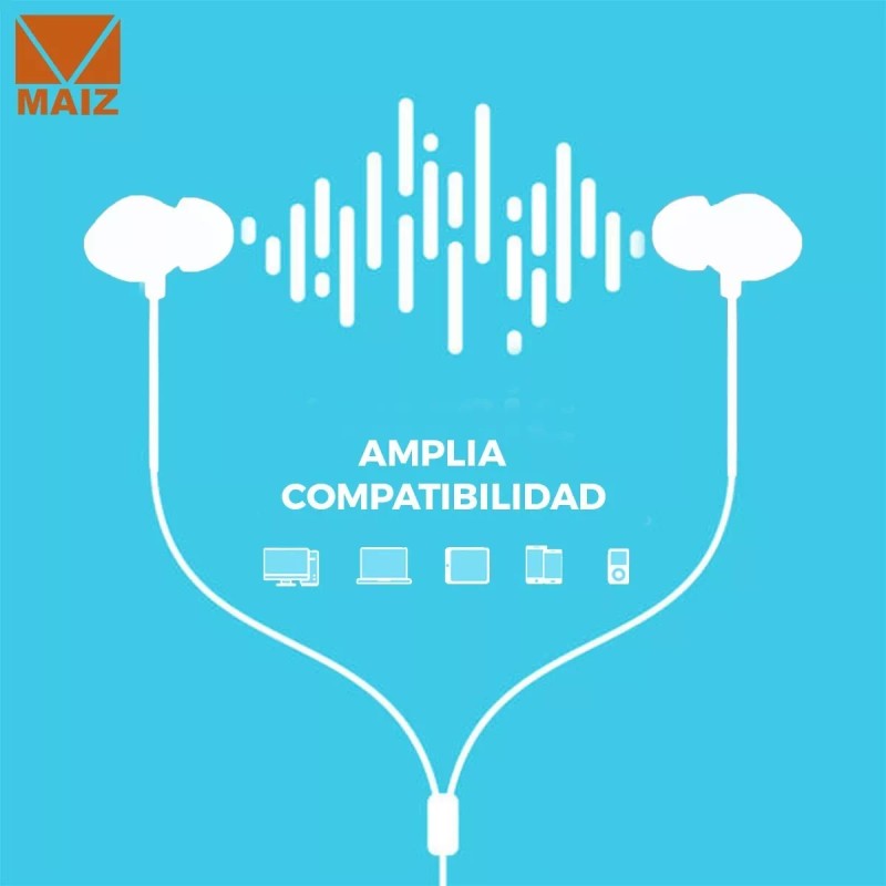 Maíz 4pz Audifonos Alambricos In-ear Jack 3.5mm Manos Libres Pc