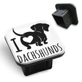 Tnomchey Dachshund Dog Trailer Hitch Cover I Love Dachshunds Words Cute Pet Love Heart Animal Tow Hitch Covers Tube Plug Insert Car Exterior Accessories Receiver Tube Hitch Plug
