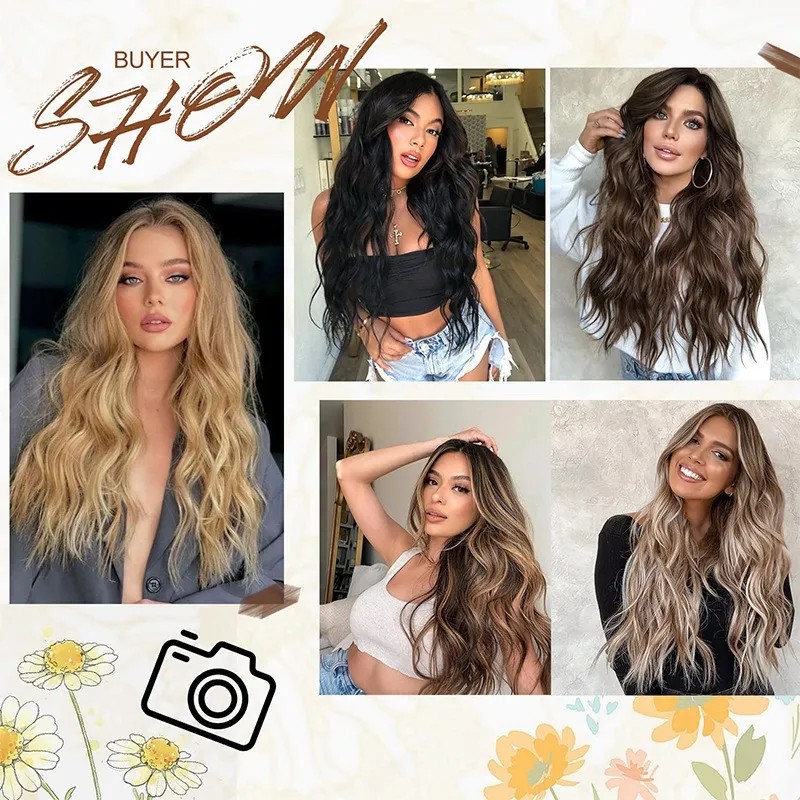Extensiones De Cabello Natural Ondulado Con Clip 7 Piezas