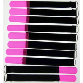 10 x 16 cm x 16 mm resealable Velcro cable ties, neon pink with metal eyelet, cable Velcro tape, 160 mm, reusable