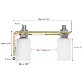 sourcing map Slide Gate Guide Roller 2.4" Adjustable Rollers Gate with L-Shape Bracket for Sliding Door Wheels on Angle Steel Rails and Round Rails, White