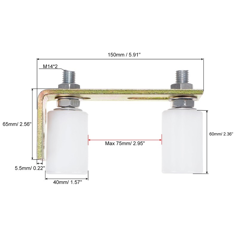 sourcing map Slide Gate Guide Roller 2.4" Adjustable Rollers Gate