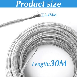 Yuragim Trimmerfaden Mähfaden 2,4 mm x 30 M, Stahldraht Freischneider Faden Universell, Trimmerschnur, Freischneider Schnur Mähfaden für Motorsense, Ersatzfaden für Rasentrimmer, Gartenarbeit, Yard