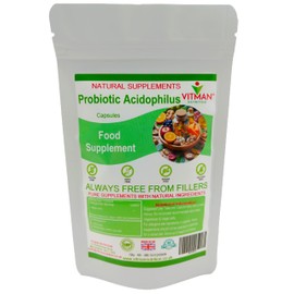 VitMan's Acidophilus Complex 5 Billion Bacteria CFU – High Strength Supplement Lactobacillus Acidophilus Rhamnosus Casei Supports Digestive & Immune Health – Vegan Gluten-Free Non-GMO 60 Capsules (60)