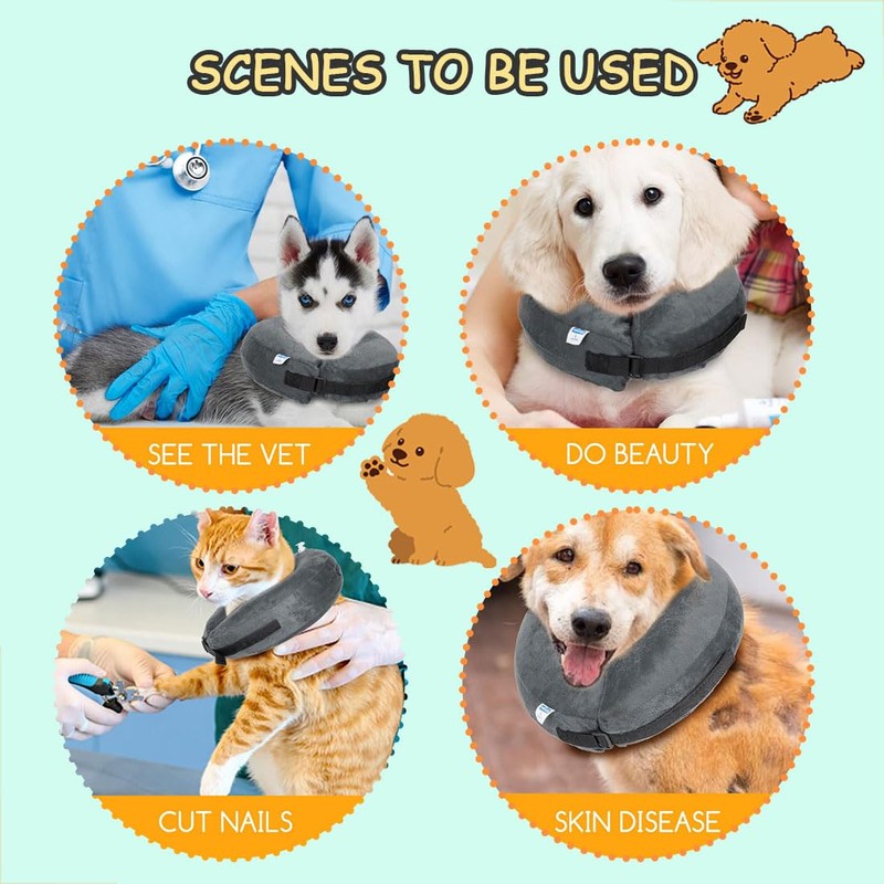 crazy bean Inflatable Collar for Dogs and Cats, Protective Collar,