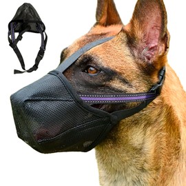 Dog Muzzle - Soft Mesh Muzzle for Small Medium Large Dogs Labrador German Shepherd - Adjustable Puppy Muzzles for Scavenging Biting Licking and Chewing - Allows Panting and Drinking Black (S)