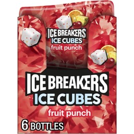 ICE BREAKERS Ice Cubes Fruit Punch Sugar Free Chewing Gum Bottles, 3.24 oz (6 Count, 40 Pieces)