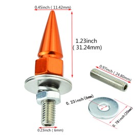 Abfer Car License Plate Screws Spike Shape License Plate Fasteners Bolt 4Pcs Anti Theft License Plate Screw Frame Kit Fit for Most Vehicle Motorcycles Trucks (Orange)