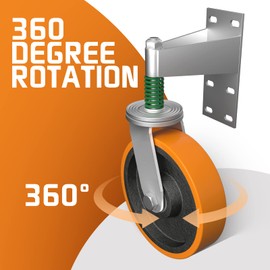 Uscaster Gate Wheel 6inch Fence Gate Wheel for Metal Tube Gate 1700lb Capacity 360 Degree Rotation Spring-Loaded Heavy Duty Gate Caster with Screws & Screwdriver