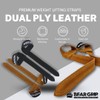 BEAR GRIP - Leather Weight Lifting Straps for Gym, Bodybuilding,