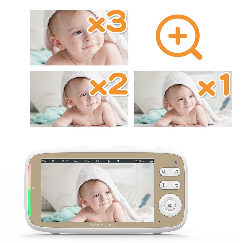 5in Baby Monitor with Camera and Audio Remote PTZ Night
