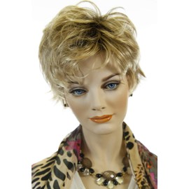 Jazz Wig Petite Cap Color 12FS8 Shaded Prailine - Jon Renau Wigs Women's Synthetic Short Layered Sides Flipped Out Nape Open Weft