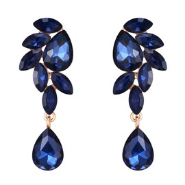 Clearine Earrings Crystal Teardrop Marquise Leaf Chandelier Earrings for Women Wedding Bridal Party Clear Gold Tone, Crystal, No Gemstone