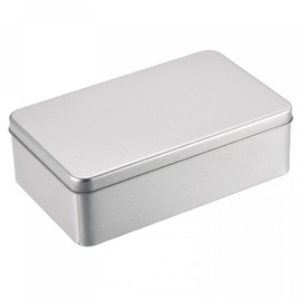 sourcing map Metal Tin Box, 7.09" x 4.33" x 2.17" Rectangular Empty Tinplate Containers with Lids, Silver Tone, for Home Organizer, Candles, Gifts, Car Keys, Crafts Storage