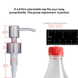 Stainless Steel Soap and Lotion Dispenser Pumps, Replacement for Your Bottles (Brushed Nickel, 2 Pack)