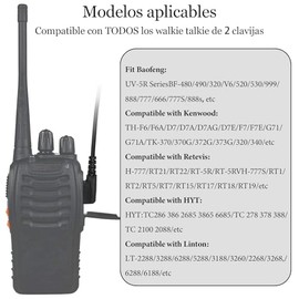 Paquete de 10 Walkie Talkie Auricular con Micrófono, Auriculares de o tubo Acústico de 2 Pines, Auricular de dedicados para Walkie, Accesorios Walkie 