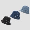 aoozleny Daisy Embroidered Denim Bucket Hat, Cute Bucket Hats Unisex