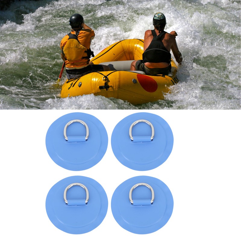 4PCS D Ring Patch PVC Round Shape Strong Stainless Steel