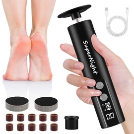 Cordless Electric Foot Callus Remover, 2 in 1 Electric Foot Nail File, Rechargeable Foot File Pedicure Tools & Nail Drill Bits for Feet/Hand Dead Skin with Digital Display, 9 Speed Adjustable（Black）