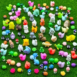120PCS Mini Resin Animals Tiny Resin Animals to Hide Miniature Animal Figurines Mini Ducks Chicken Small Animal Figures Bulk for Fairy Garden Decor Fish Tank Ornaments Craft (120PCS)
