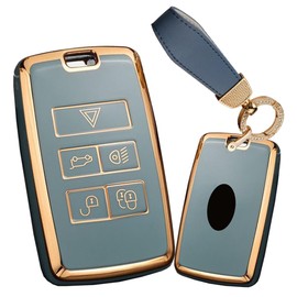 TECART Smart Car Key Case Cover Fits Land Rover Defender 90 Discovery 4 Fits Range Rover Sport Jaguar XF I-Pace E-Pace TPU Protective Key Cover Accessories Key 5 Button A, gray