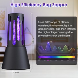 Bug Zapper Outdoor and Indoor, Insect Fly Trap, Mosquito Zapper Fly Zapper with High Powered UV LED Light, Mosquito Killer Lamp for Home, Backyard, Patio, Camping