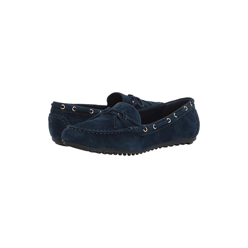 Bella Vita Mocasines Planos para Mujer, Piel de Ante Azul