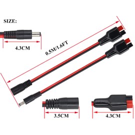 HCFeng 14AWG DC 5521Male/Female Power Plug to an-der-Son Cable 45A Solar Connector to DC5.5X2.1MM Cable Compatible with an-der-Son Port for Generator Battery and Foldable Solar Panel[60CM/2Ft]