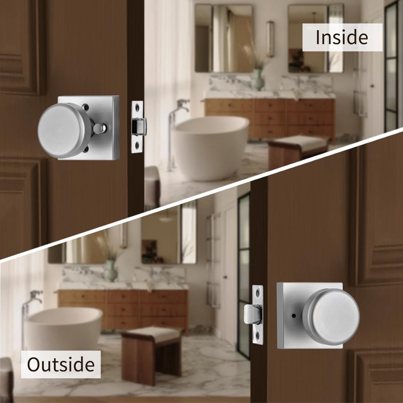 STARPY Brushed Nickel Door Knobs with Square Rosette, Interior Door