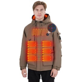 Brimekey Heated Jackets for Men with Battery Pack, Waterproof Heated Coat for Men & Women Electric Heated Hoodie for Hunting Fishing