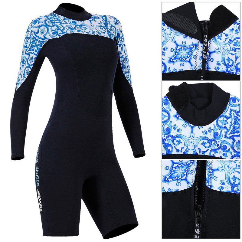 1.5MM Diving Onepiece Swimsuit Wetsuit Short Trousers for Snorkeling Surfing(Woman