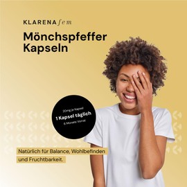Mönchspfeffer Kapseln hochdosiert - 20mg je Tagesdosis - 240 Kapseln - 5:1 Mönchspfeffer Extrakt aus Vitex Agnus Castus - 8 Monate Vorrat - Laborgeprüft – Vegan - KLARENA