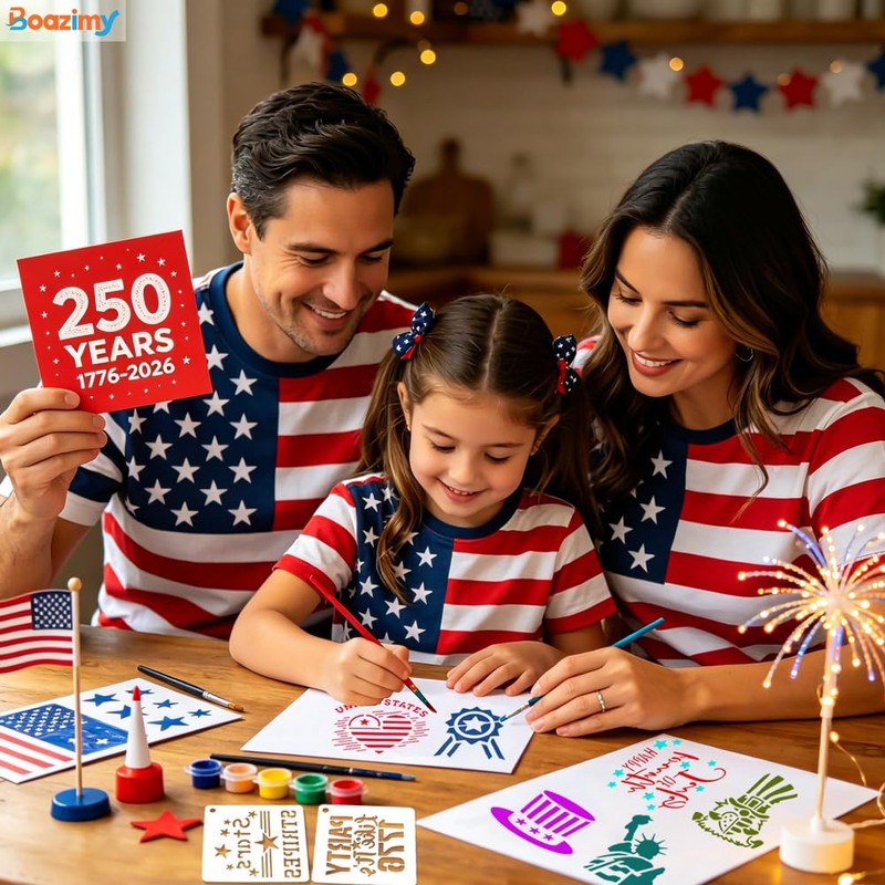66 Pack Patriotic Stencils, 250 4th of July Stencils for