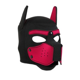 nurdewn Pup Mask Adult The Dog Face Free Size Removable Neoprene Puppy Hood Mask with Ten Colors for Cosplay Party Valentine's Day Pup Play Gear for Men/Women (Black&Red)