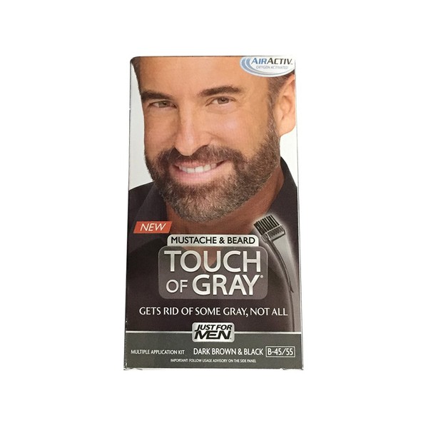 JUST FOR MEN Touch of Gray Mustache & Beard Hair Treatment, Dark Brown & Black 1 ea (Pack of 2)