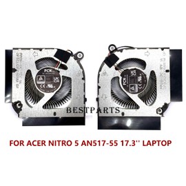 BestParts New Genuine CPU+GPU Fan Replacement for ACER Nitro 5 (AN517-55) Gaming Laptop 17.3'', P/N: FPDG DFSCK22D05883M, FPDH DFSCL12E16486M, 12V Fan
