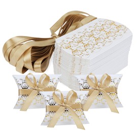 HSEAMALL 50 Pcs Pillow Shape Wedding Gift Boxes Party Gift Box Candy Box