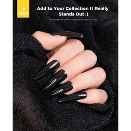 BURANO Gel Nail Polish, Gel Gel Polish 15ml Gel Colors Gel Neon Gel Soak Off UV Led Nail Lamp Gel Polish 1 Bottle 0.5 Oz Nail Art DIY Home Hot Color Nails (Black)