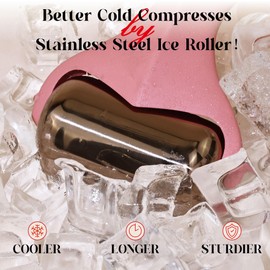 Rena Chris Ice Roller for Face & Body - 2 Stainless Steel Roller-Heads for Extended Cooling, Ice Face Roller for Clear Skin and Puffiness Relief - Face Massage Skin Care Roller