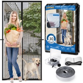 Heavy Duty Door Screen Magnetic Closure, LOVIGA Thickened Fiberglass Screen Door Mesh, Self Sealing, Tear Resistant, Easy Assemble, Fine Mesh Keep Bugs Out Fit Door Size 38 Inch X 95 Inch