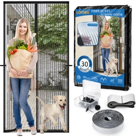 Heavy Duty Door Screen Magnetic Closure, LOVIGA Thickened Fiberglass Screen Door Mesh, Self Sealing, Tear Resistant, Easy Assemble, Fine Mesh Keep Bugs Out Fit Door Size 38 Inch X 95 Inch