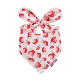 LunaMarie - Bandanas de lujo para perro, diseños adorables, tela de poliéster de alta calidad y sedosa, 100% hecha a mano, forma personalizada, reversible, pequeña, mediana y grande, bufanda para gatos (fresa, mediana)