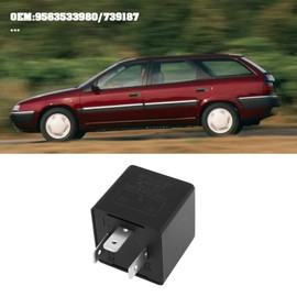 VGOL 3-poliges 12-V-Blinkerrelais 9563533980 739187 Kompatibel mit Peugeot Kompatibel mit Citroen