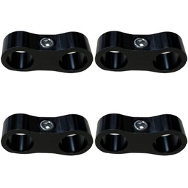 GRmkt Aluminum Hose Separator Clamp Car Wiring Fixing Mounting Hardware Storage Extension AN6 Black 4 Piece Set