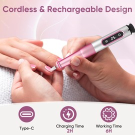 Oukzon Wireless Nail Cutter, 12-in-1 Cutter for Gel Nails, 25000 rpm Electric Nail File, Professional, Nail Cutter for Gel Nails, 5 Gear Cutter Nails Electric Nail Drill, Manicure Pedicure Set