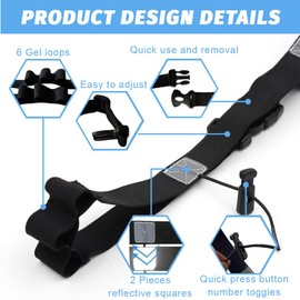 IOURVYA Triathlon Race Number Band, Running Belt with Number Holder, 6 Ring Running Belt, Bum Bag for Triathlon, Marathon, Running, Cycling, Pack of 2