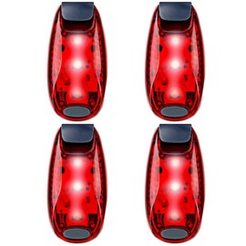 4pcs LED Safety Light,WONFAST Clip Flashing Warning Strobe Light Cycling Dog Collar Bike Lamp Taillight 3 Modes for Reflective Gear Night Walk (Red)