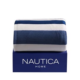 Nautica- Queen Blanket, Ultra Soft & Cozy Plush Home Décor, All Season Bedding (Awning Stripe Navy, Queen)
